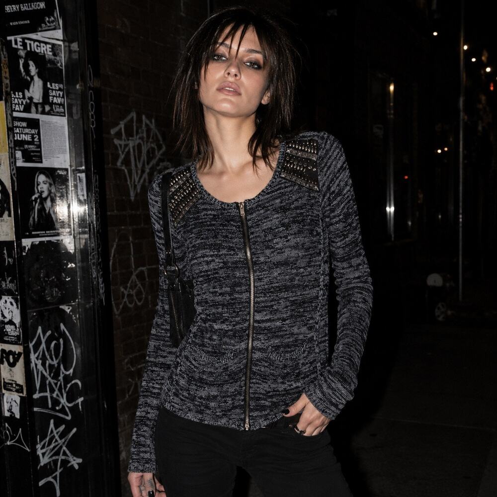 Absolutely Y2K Zip Front Cardigan Womens Sweater Sz S Studded Indie Sleaze Moto